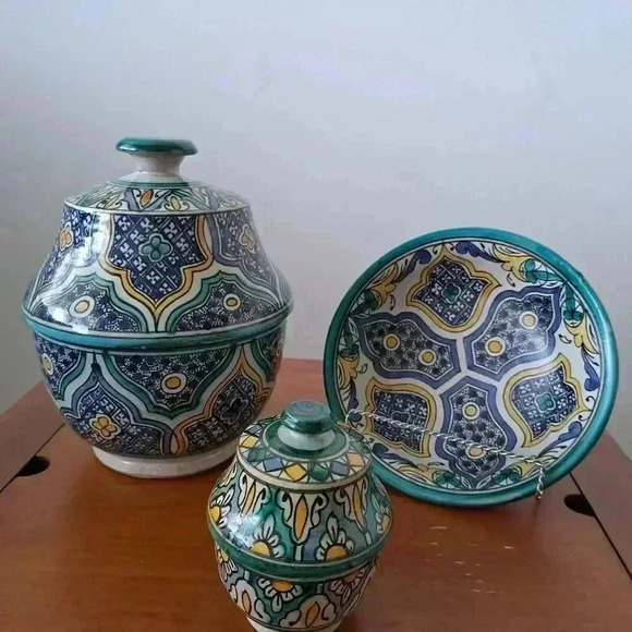 Bowl LIDDED MOORISH HAND MADE DECORATIVE COLLECTIBLE VINTAGE - Picture 7 of 7